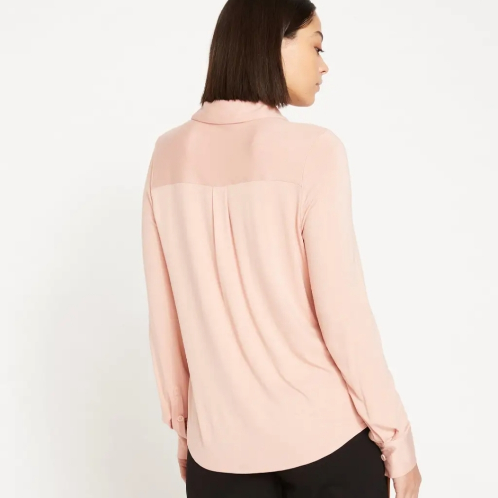 Universal Standard Elbe Liquid Jersey Shirt Full Placket Rose size Small 14-16 - Picture 4 of 5